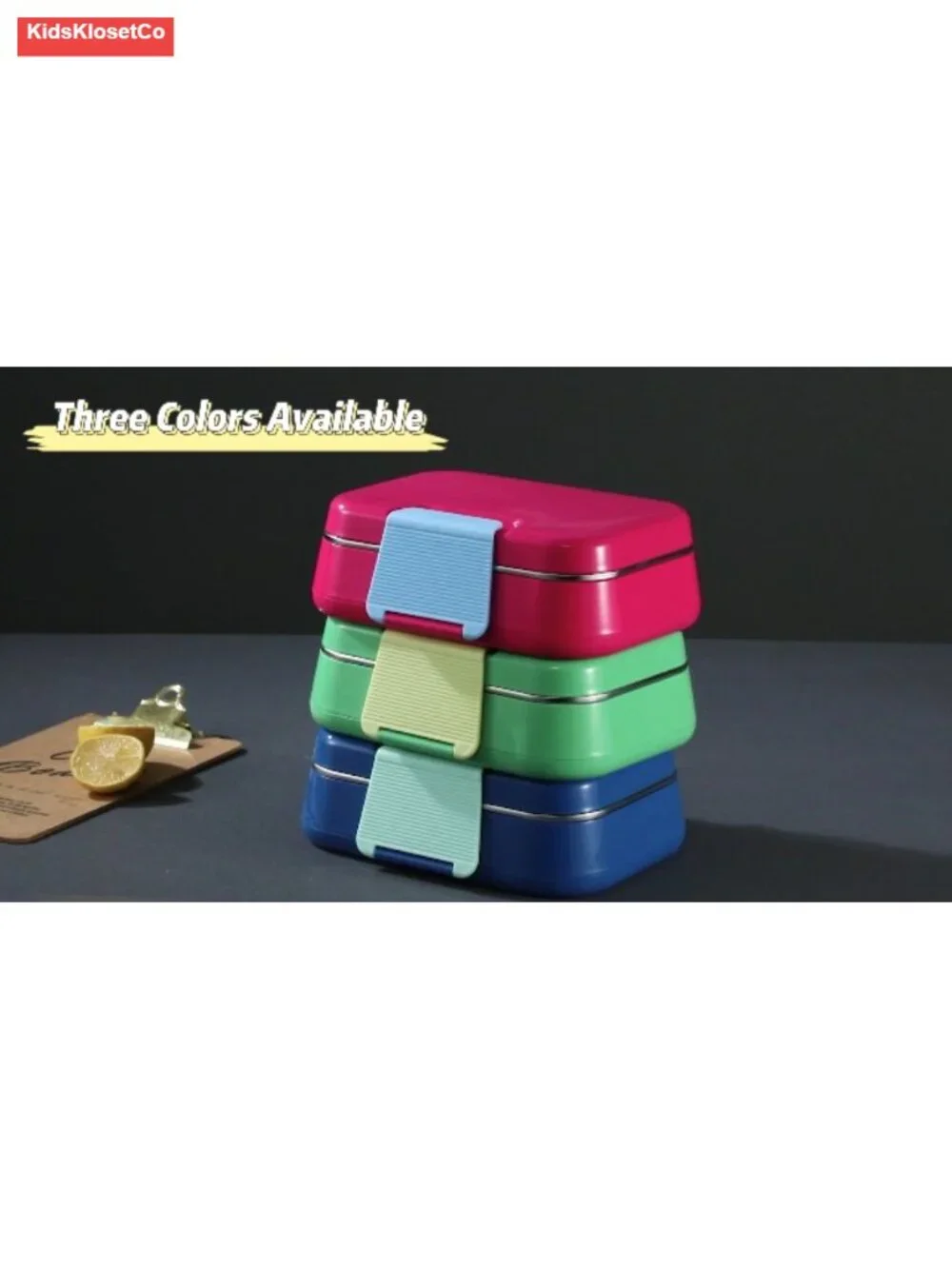 Kids Stainless Steel Bento Box Leakproof Double Layer 3 Compartment Lunch